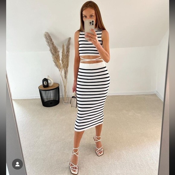 ZARA STRIPED MIDI SKIRT - Picture 11 of 11